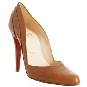 Christian Louboutin Insectika 100 Seta Caramel Tan High Heels 40.5